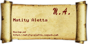 Matity Aletta névjegykártya